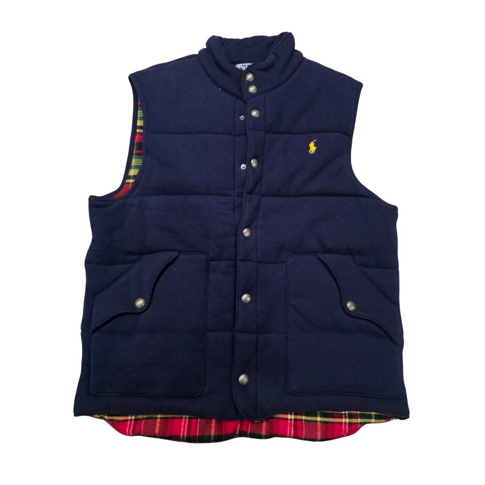 Vintage Polo Ralph Lauren Men's Quilted Puffer Gilet Vest Navy Blue Size Large